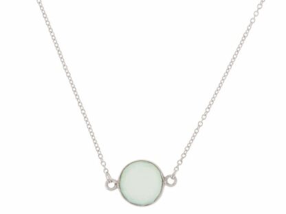 Collier 925 Silber mit Chalcedon meeresgrün rund