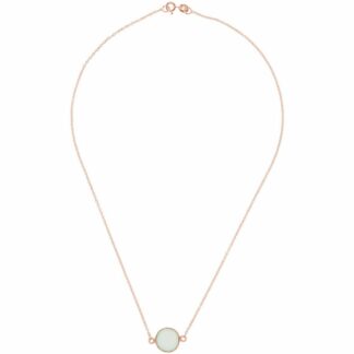 Collier 925 Silber/rosévergoldet mit Chalcedon meeresgrün rund