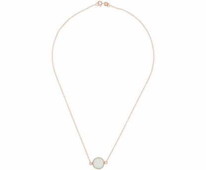 Collier 925 Silber/rosévergoldet mit Chalcedon meeresgrün rund