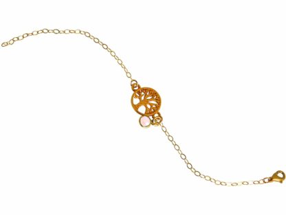 Armband “Lebensbaum” 925 Silber/vergoldet mit Rosenquarz