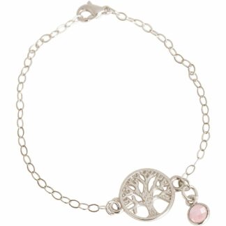 Armband "Lebensbaum" 925 Silber mit Rosenquarz