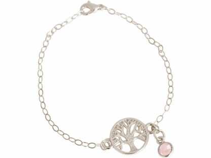 Armband "Lebensbaum" 925 Silber mit Rosenquarz