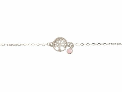 Armband "Lebensbaum" 925 Silber mit Rosenquarz