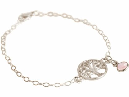 Armband "Lebensbaum" 925 Silber mit Rosenquarz