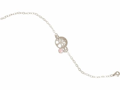 Armband "Lebensbaum" 925 Silber mit Rosenquarz