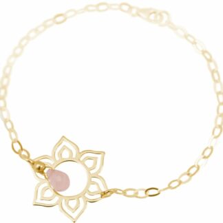 Armband "Blume" 925 Silber/vergoldet mit Rosenquarz