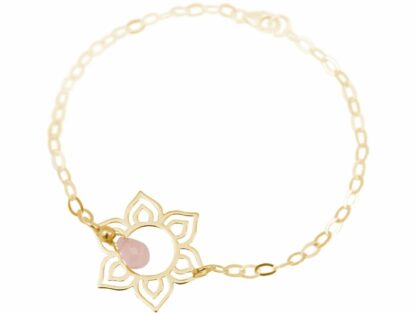 Armband "Blume" 925 Silber/vergoldet mit Rosenquarz