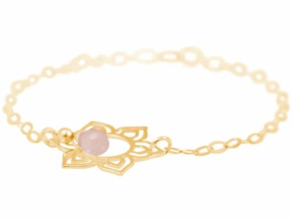 Armband "Blume" 925 Silber/vergoldet mit Rosenquarz