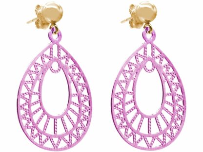 Ohrstecker "Tropfen asymmetrisch" Silber/vergoldet pink powder