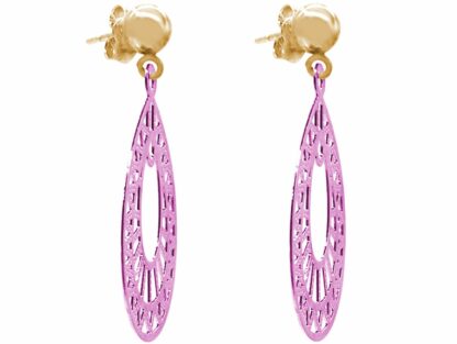 Ohrstecker "Tropfen asymmetrisch" Silber/vergoldet pink powder