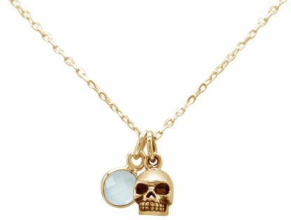 Collier “Totenkopf” 925 Silber/vergoldet mit Chalcedon