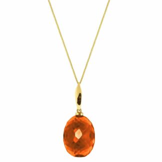 Collier 925 Silber/vergoldet mit Turmalin-Oval in orange