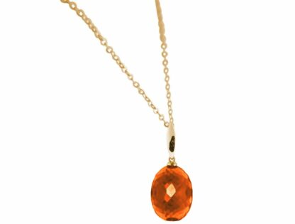 Collier 925 Silber/vergoldet mit Turmalin-Oval in orange