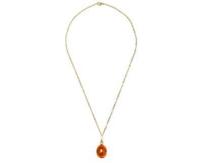 Collier 925 Silber/vergoldet mit Turmalin-Oval in orange