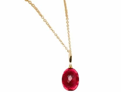 Collier vergoldet mit Turmalin in rot im elliptischem Facettenschliff