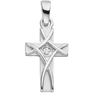 Anhänger "Kreuz" 925 Silber mit Zirkonia und Applikation