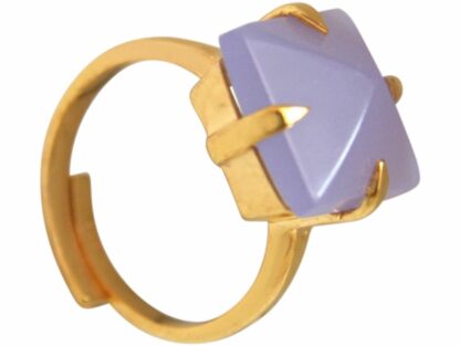 Ring 925 Silber/vergoldet Chalcedon in Lavendel