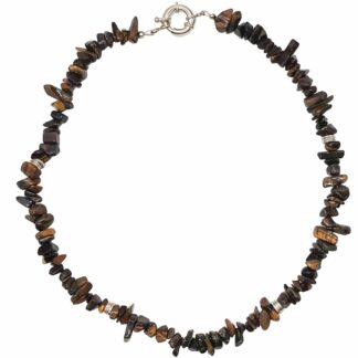 Collier Silber mit Tigerauge und Silber Plättchen