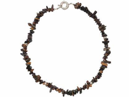 Collier Silber mit Tigerauge und Silber Plättchen