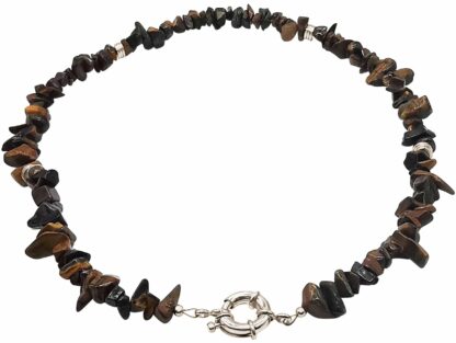 Collier Silber mit Tigerauge und Silber Plättchen – Bild 5