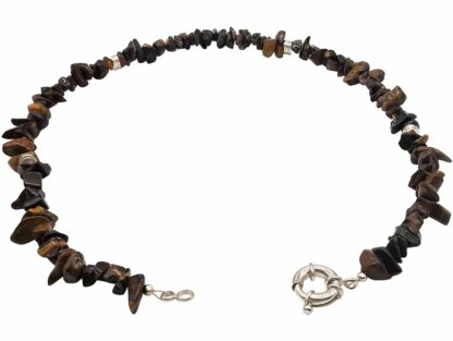 Collier Silber mit Tigerauge und Silber Plättchen – Bild 3