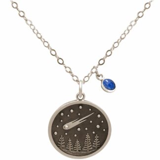 Collier "Komet" 925 Silber mit Saphir in blau