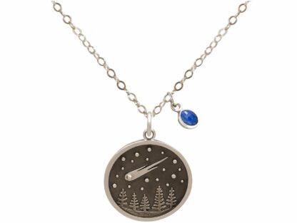 Collier "Komet" 925 Silber mit Saphir in blau