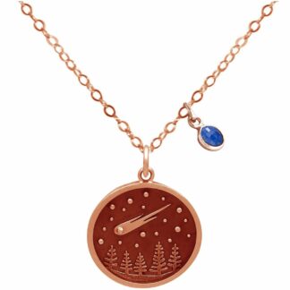 Collier "Komet" 925 Silber/rosévergoldet mit Saphir in blau