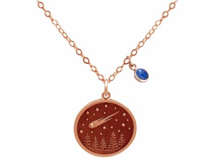 Collier "Komet" 925 Silber/rosévergoldet mit Saphir in blau