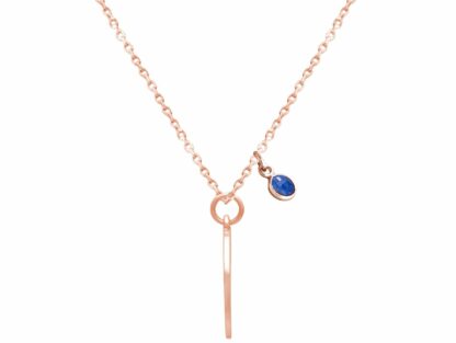 Collier "Komet" 925 Silber/rosévergoldet mit Saphir in blau