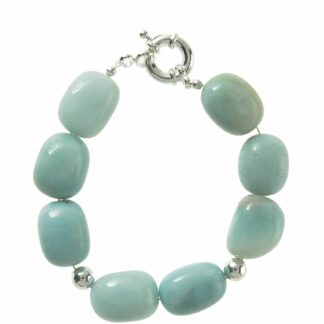 Armband 925 Silber mit Aquamarin und Silberkugeln