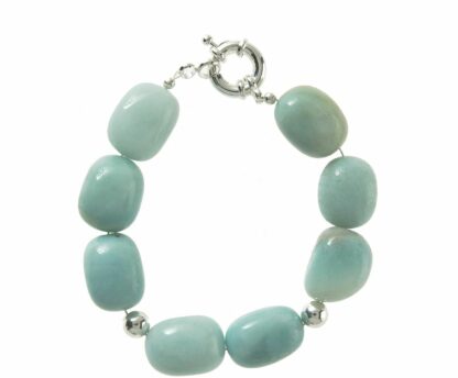 Armband 925 Silber mit Aquamarin und Silberkugeln