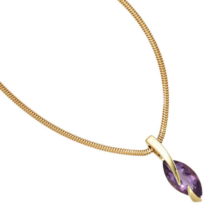 Anhänger 585 Gelbgold mit Amethyst violett