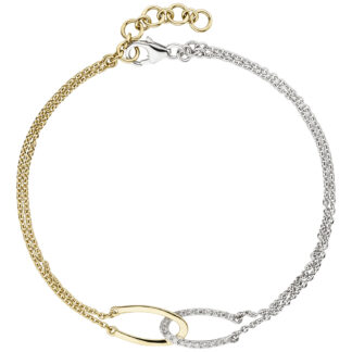 Armband 2-reihig 585 Gelb-/Weißgold Bicolor mit 18 Diamanten 19,5 cm