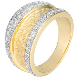 Damen Ring 585 Gold Bicolor 77 Brillanten breit