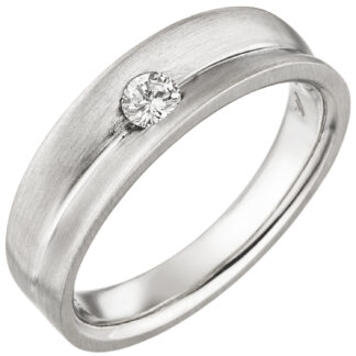 Damen Ring 950 Platin matt mit einem Brillant 0,13ct.