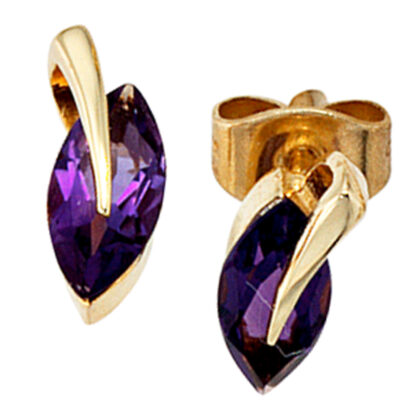 Ohrstecker 585 Gelbgold mit 2 Amethysten violett