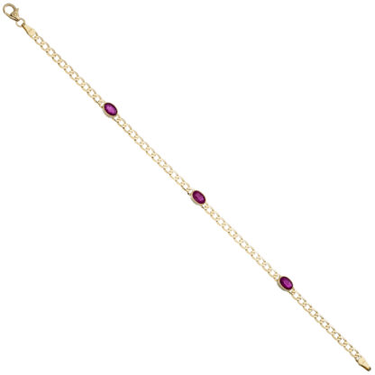 Armband 585 Gelbgold mit 3 Rubinen in rot 19,5 cm