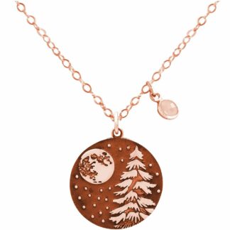 Collier "Winterwald" 925 Silber/rosévergoldet mit Rosenquarz