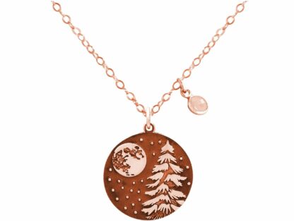 Collier "Winterwald" 925 Silber/rosévergoldet mit Rosenquarz