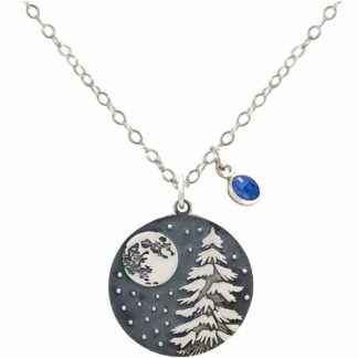 Collier "Winterwald" 925 Silber mit Saphir in blau