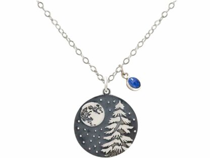 Collier "Winterwald" 925 Silber mit Saphir in blau
