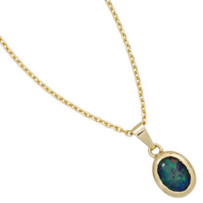 Anhänger oval 585 Gelbgold mit 1 Opal-Triplette