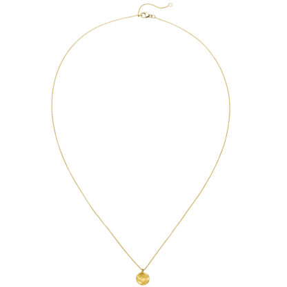 Collier 750 Gold mit strukturiertem Anhänger matt 45 cm