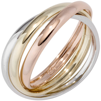 Damen Ring 3-reihig verschlungen 585 Gelb-/Weiß-/Rotgold tricolor