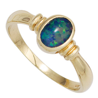 Damen Ring 585 Gelbgold mit 1 Opal-Triplette