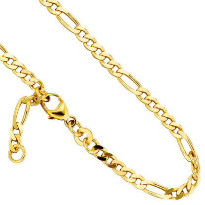 Fußkettchen 333 Gelbgold diamantiert mit Karabinerverschluss 25 cm