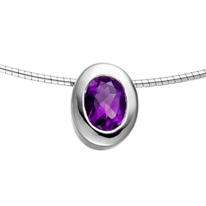 Anhänger oval 925 Silber rhodiniert mit Amethyst violett-lila