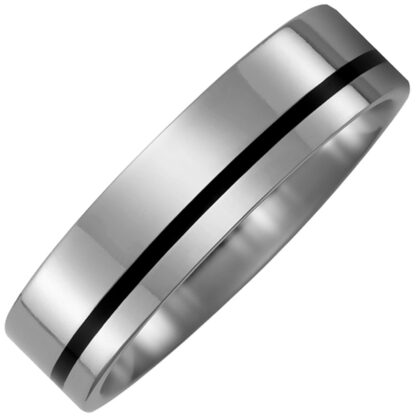 Partner Ring aus Titan und Keramik in schwarz bicolor