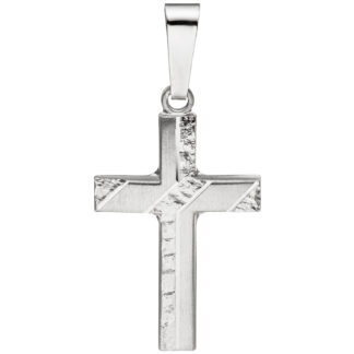 Anhänger "Kreuz" 925 Silber matt und gehämmert